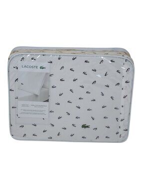 Lacoste Cotton Percale Full Sheet Set Croc Pattern Soft Breathable Material